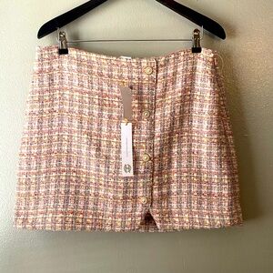 House of Harlow 1960 Pink and White Mini Pencil Skirt